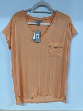 NWT Reaction Kenneth Cole Peach V-Neck Pocket Tee Size L